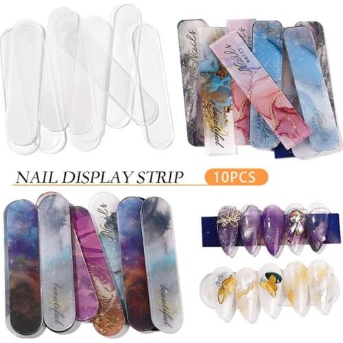 TIANMI 10pcs Acrylic Mixed Galaxy Nail Art Display Stand Practice False Nail Tip Holder Adhesive Glue Tape Manicure Showing Tool