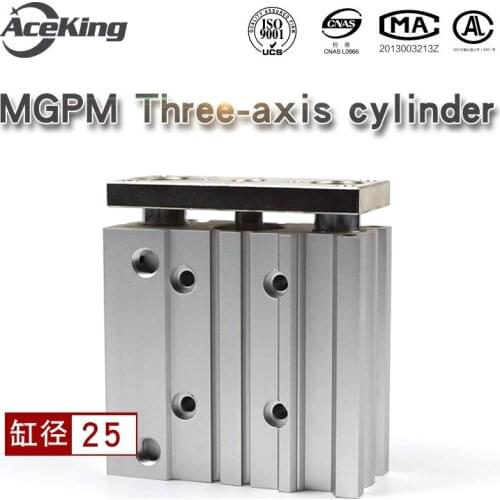 Triaxial cylinder with guide rod pneumatic MGPM25-10/20Z/30/40/50/75/100/125Z cyclotron triaxial set-top air compressor cylinder