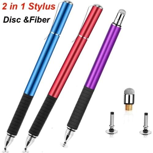 Universal 2 in 1 Fiber Tip Touch Screen Stylus Pens For iPad iPhone Capacitive High Sensitivity Stylus Pen Suitable For Huawei