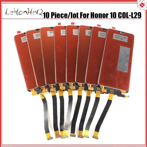 Wholesale 10 Piece/lot For HUAWEI Honor 10 LCD Display Touch Screen Digitizer For Huawei honor10 COL-L29 With Fingerprint