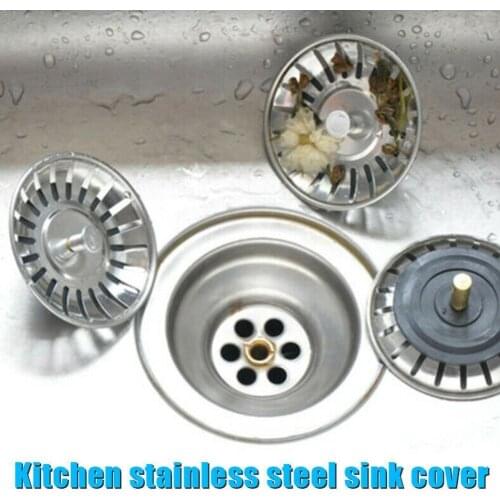 1pc Stainless Steel Kitchen Sink Stopper Plug For Bath Water Drain Basin Sinkhole Cover Sink Rubber Drainer Strainer S3N5