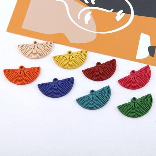 10pcs New Design hot-sales Resin Imitation Rattan fan-shaped Pendant Earrings For Women Hair Accessories Diy Handmade Jewelry