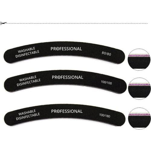 100 pcs/lot high quality salon nail file black emery board nail art tool manicure tool professional nail file