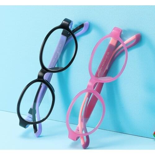 2020 Oval Kids Anti-blue Light Glasses Baby Silicone Flexile Frame Children Computer Reading Glasses Prescription Eyeglasses