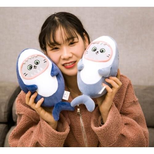 28cm Cat Face Shark Plush Toy for Kids Shark Soft Doll Shark Pillow Birthday Gift