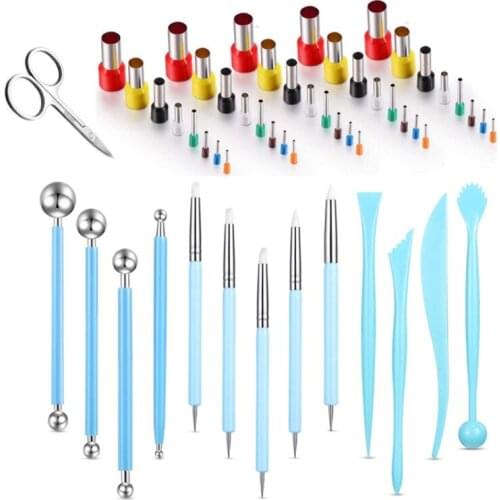 54 Pieces Polymer Clay Tools 40 Round Circle Shape Cutter Mold Ball Stylus Dotting Stick Modeling Sculpting Carving Tool
