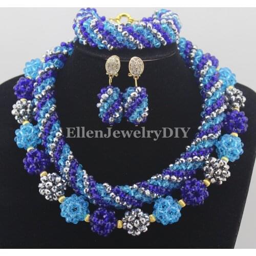 African Costume Necklace Set Crystal Beads Jewelry Set Nigerian Wedding Beads Jewelry Set W11770