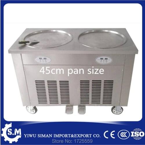 45cm stainless steel automatic fried ice cream machine with defrost plate double pan fried ice cream machine