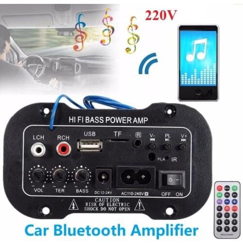 220V Car Bluetooth 2.1 Hi-Fi Bass Power AMP Mini Auto Car Amplifier Stereo Radio Audio Digital Amplifier Fascias USB TF Remote