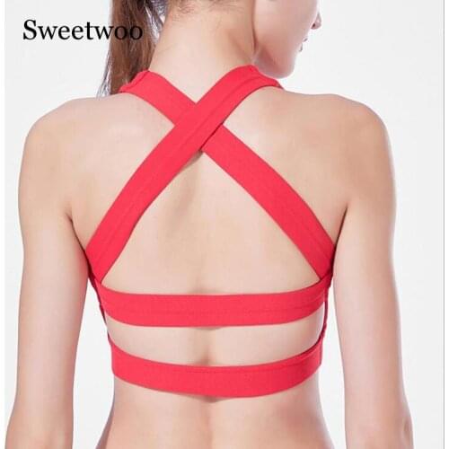 2019 New Woman Sports Bra Shockproof Breathable Running Fitness Cross Beauty Back Underwear Vest Bra Red Black White Bra