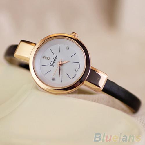 Women Wrist Watch Rhinestone Faux Leather Band Super Thin Slim Strap Clock Quartz Analog Wrist Watch reloj mujer Ladies Watch