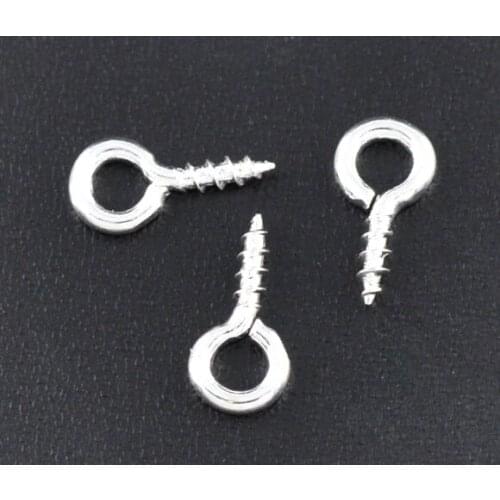 DoreenBeads 1000 SP Screw Eye Bail Top Drilled Findings 8x4mm (B08423)