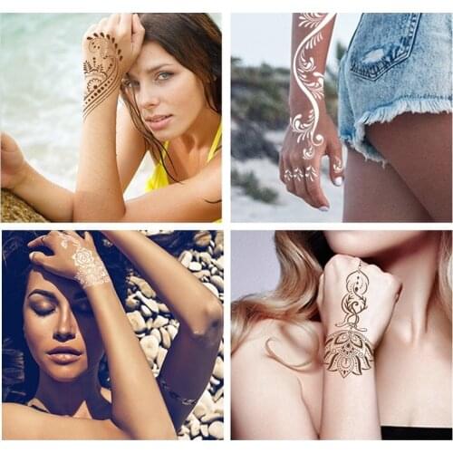 Indian Henna Rose Lace Flower Tattoo Stencil Women DIY Body Legs Arm Art Airbrush Painting Mandala Tattoo Stencil Template