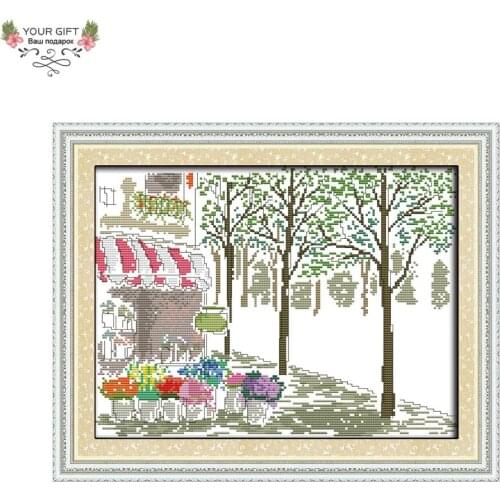 Joy Sunday F903 14CT 11CT Counted and Stamped Home Decoration Cotton Florist Cross Stitch Kits