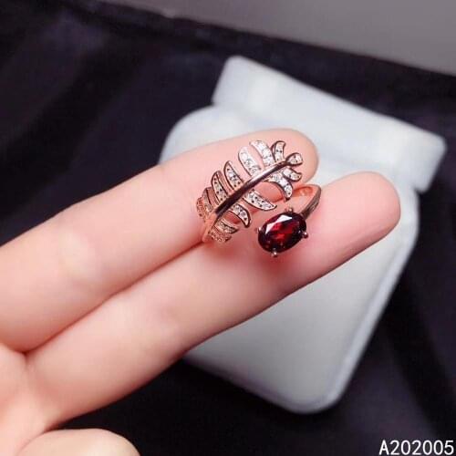 KJJEAXCMY fine jewelry 925 sterling silver inlaid natural Garnet new Female adjustable ring fashion Support test with box