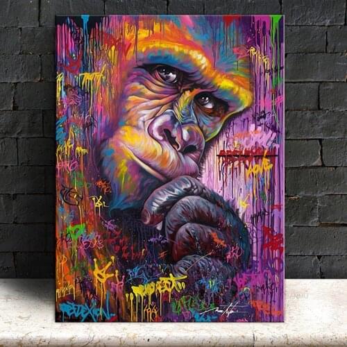 Colorful Oranguta Graffit Animal Poster Print Canvas Painting For Living Room Wall Art Cuadros Pictures Unframed Home Decoration
