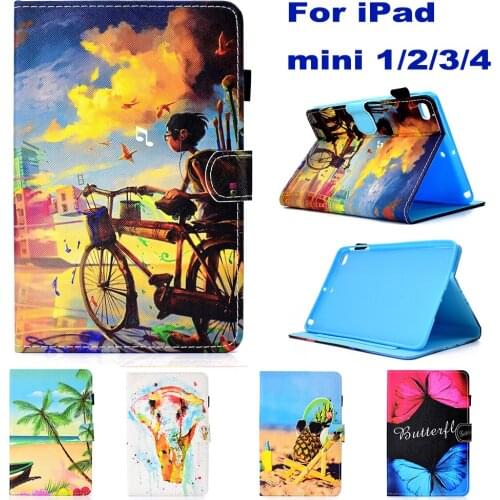 Fashion Print Tablet PC Wallet Card Slot Case for Apple ipad mini 1/2/3/4 iPad Case Stand Flip Cover coque para capa mini4