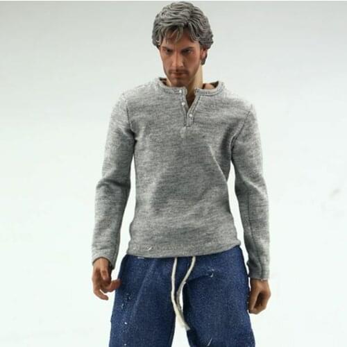1/6 Scale Grey Long Sleeve Shirt T-shirt Top Clothes Accessories F 12'' Man Action Figure
