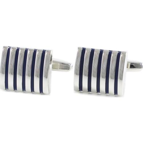 Men Fashion Curved Rectangle Red Epoxy Stripe Cuff Links Blue Stripe Cuff Links Fathers Day Birthday Cuff Links