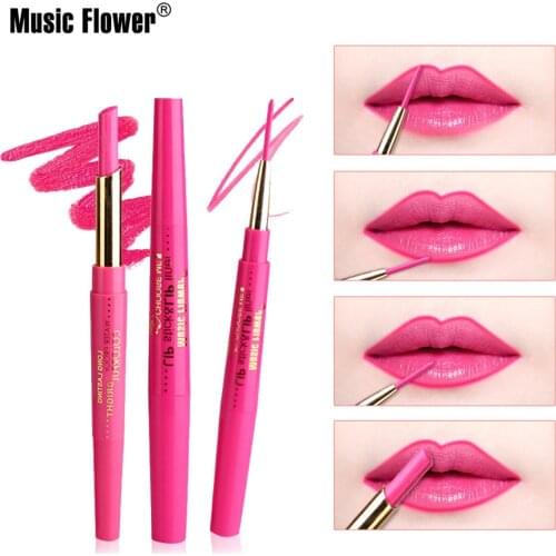 Music Flower Can Rotate Double Head Moisturizing Lip Liner Pencil Lipstick Cosmetics Make Gift for Women Lipliner Wholesale
