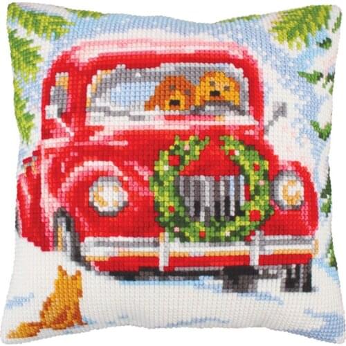 Latch Hook Cushion Kits ball Pillows Wedding Snow car Home Decoration Kits for Embroidery Unfinished Latch Hook Pillow Case