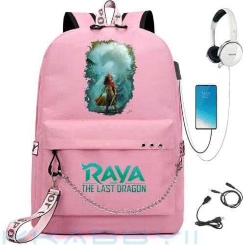 Raya and The Last Dragon Backpacks Teenagers Nylon Girls Boys Student School Bags Women Usb Charging Backpack Mochilas Mujer