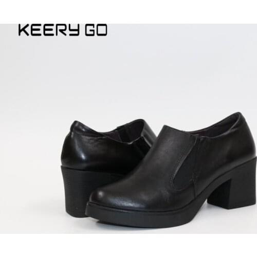 New leather high heels single shoes inside and outside all leather shoes classic simplicity