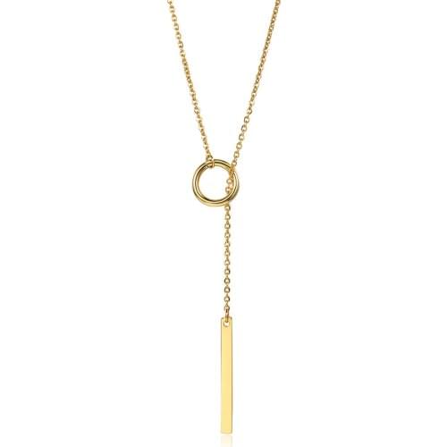 Gold Color Cute Stick Bar Choker Necklace for Women Girls Stainless Steel Rolo Link Chain Necklace Fashion Jewelry Gift DDN265