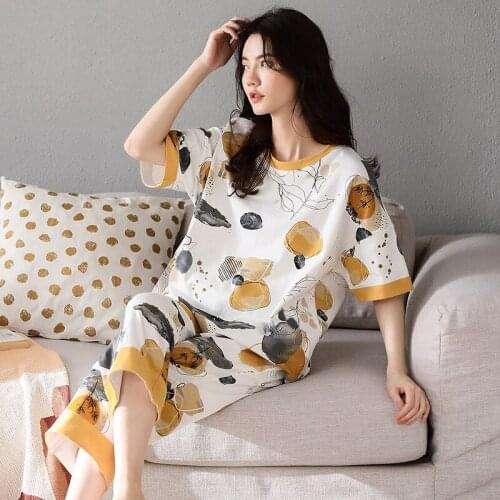 Pajamas Set Women Calf-length Students Loose Homewear Sleepwear Cartoon Lobely Lightweight New Comfortable Korean Style Leisure