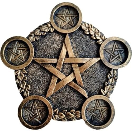 Resin Candle Holder Astrology Pentacle Altar Plate Divination Props Candlestick Witchcraft Supplies Table Energy Props