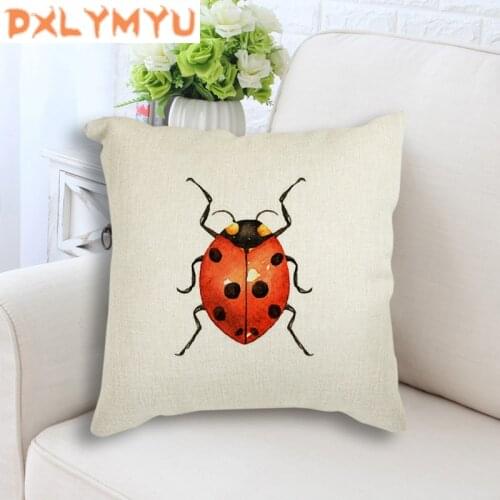 Cartoon Cushion Butterfly Dragonfly Insect Printed Throw Pillow Sofa Decor Linen Cushion No Filler Decorative Pillowcase