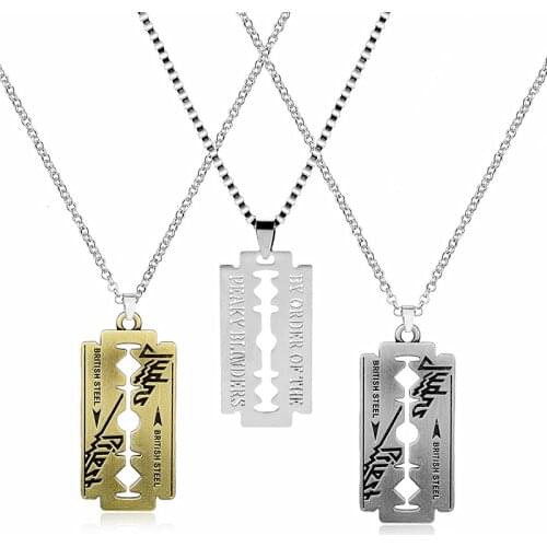 Hot Movie By Order Of The Peaky Blinders Chain Necklace Barber Razor Pendant Jewelry Party Blade Necklace for Movie Fans