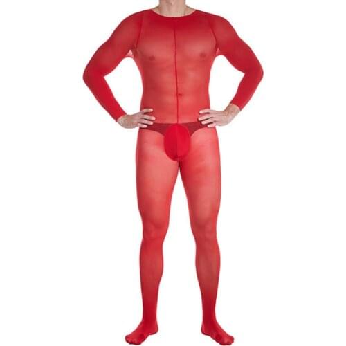 30D Sheer See Through Sexy Bodysuit Tights Bodystocking High Elastic Bodyhouse Gay Wear Puls Size Bottom Lingerie Overalls Body