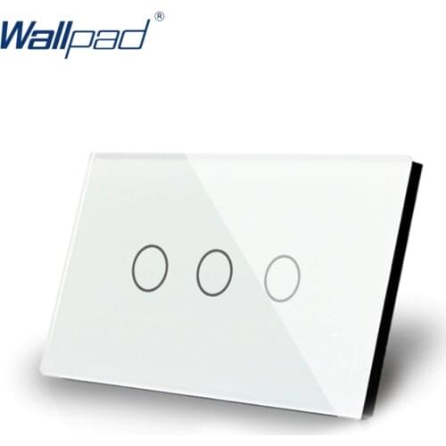 3 Gang Dimmer Touch Switch Luxury Crystal Glass Switch Wallpad 110V-240V AC US/AU Standard 3 Gangs Touch Dimmer Switch