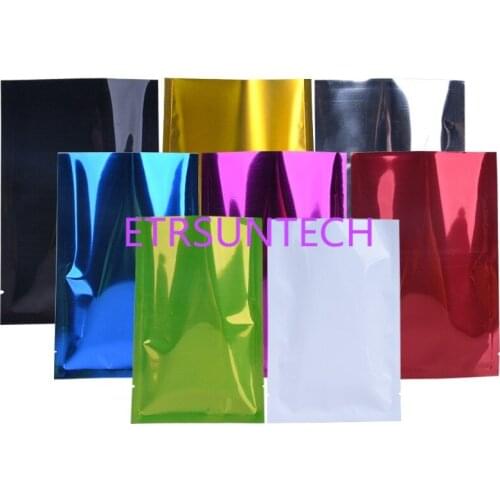 1000pcs/lot Glossy Aluminum Foil Open Top Vacuum bag Heat Seal Food Vacum Bag Matte Colored Mylar Foil Packing Sample Bags