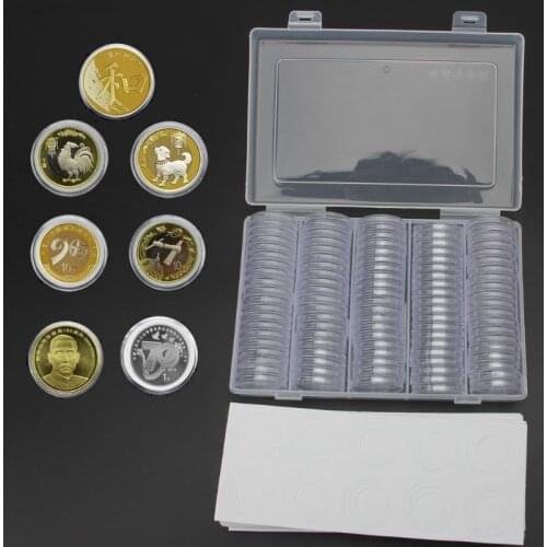 100Pcs 30mm Coin Capsules Protect Gasket Coin Collection Box Transparent Storage