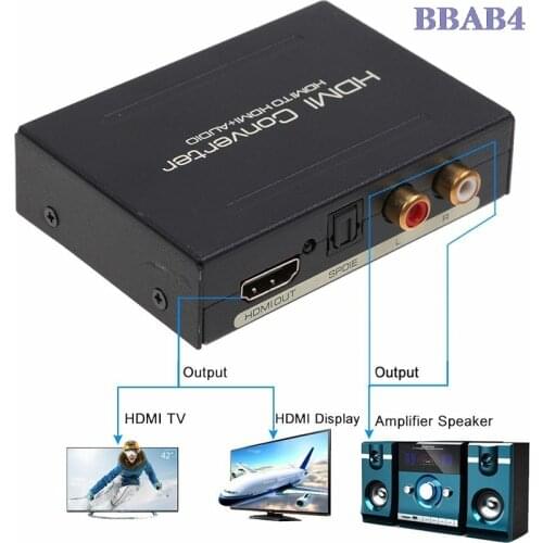 1080P Audio Extractor Converter Splitter HDMI To HDMI & Optical SPDIF + RCA L/R