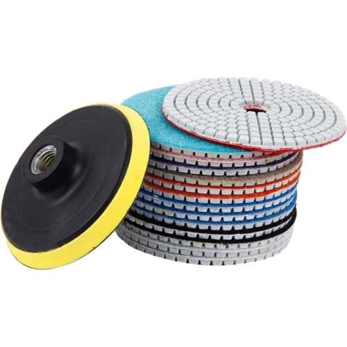 15Pcs Diamond Polishing Pads Kit 4 Inch 100mm Wet/Dry for Granite Stone Concrete Marble Polishing Use Grinding Discs Set