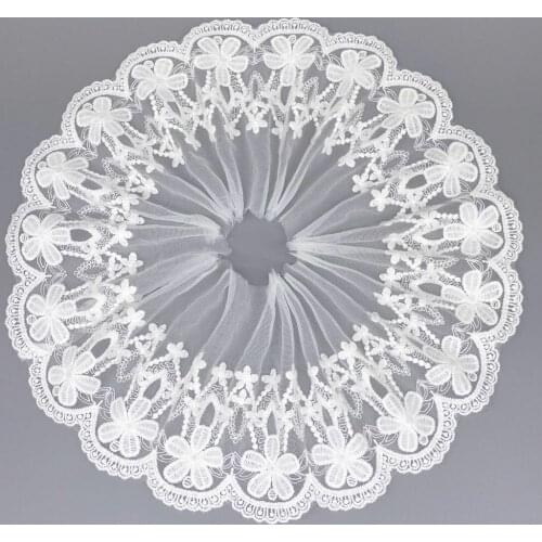 2Yards Ivory Handmade DIY Clothing Accessories Floral Embroidery Lace Fabric Curtains Sofa Lace Trim for Wedding Dress 13cm