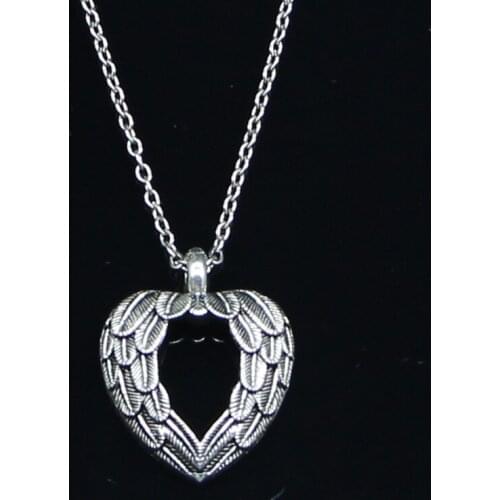 20pcs New Fashion Necklace 29x24mm heart angel wings Pendants Short Long Women Men Colar Gift Jewelry Choker