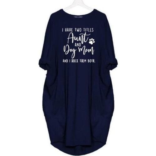 2020 Fashion T-Shirt For Women Pocket Aunt And Dog Mom Tshirt Tops Graphic Tees Women Off The Shoulder