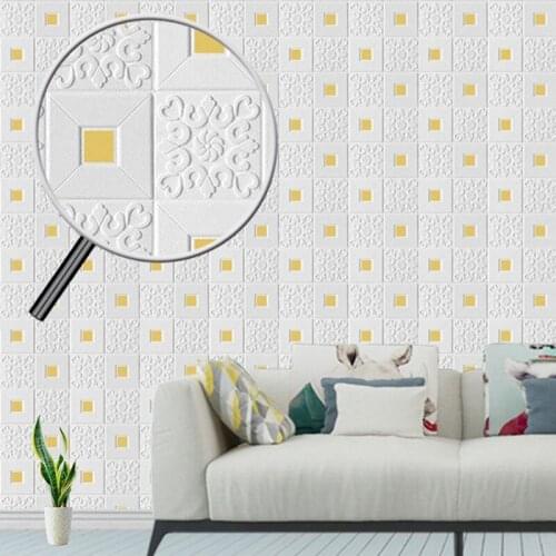 1/2/3pcs 3D Wall Stickers Living Room Kitchen Bedroom 35*35cm Ceiling Panel Roof Decor Waterproof Self-Adhesive Foam Wallpaper
