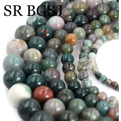 4-14mm Round Indian Agat Gems Natural Stone Spacer Jewelry Fashion Beads Strand 15"
