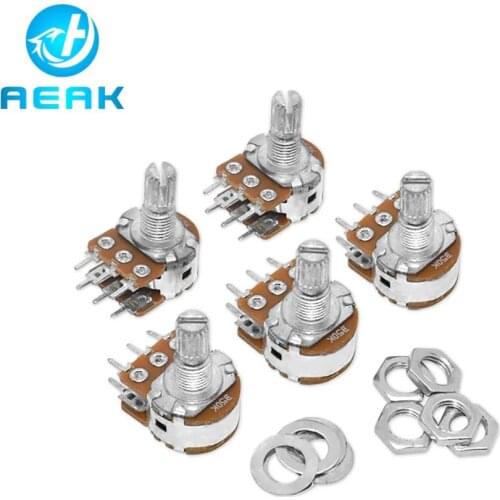 5PCS B1K B2K B5K B10K B20K B50K B100K B500K B1M 6Pin Shaft WH148 Potentiometer 1K 2K 5K 10K 20K 50K 100K 500K 1M
