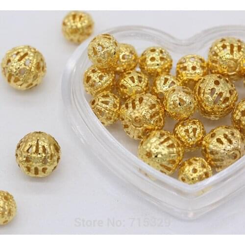 50p 6mm 8mm 10mm FILIGREE Hollow flower metal lantern Round Ball spacer loose beads Jewerly Making DIY necklace beads