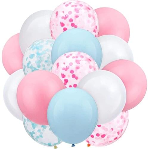 60pcs 12 Inch Gender Reveal Pink Blue Balloons Confetti Balloons Pastel Balloons for Wedding Baby Shower Birthday Party Supplies