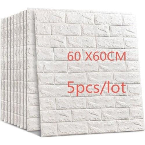 60X60cm 5pcs 3D Brick Wall Stickers Wallpaper Decor Foam Waterproof Wall Covering Wallpaper For Kids Living Room DIY Background