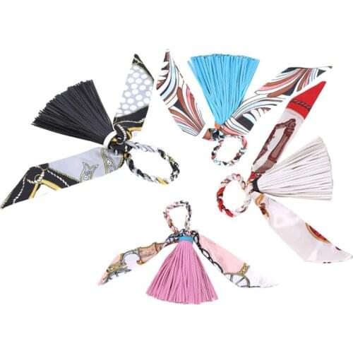 Tassel Pendant Silk Scarf Weaving Keychain Keychain Bag Charm Decor Jewelry Accessories Gift For Women Small Fresh Exquisite