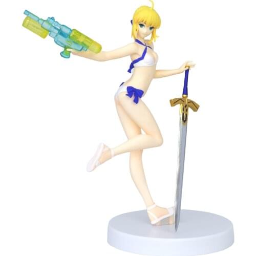 Judai 18cm Original Furyu Fate Grand Order FGO Archer Altria Pendragon Saber Swimsuit Ver PVC Action Figure Model Toys