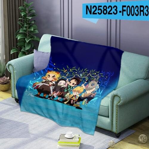 New 3D Printed Blanket Demon Slayer Anime Figure Flannel Blanket For Beds Cartoon Throw Bedspread Sofa Gift For Kids Adult Cute